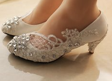 White bridal kitten heels