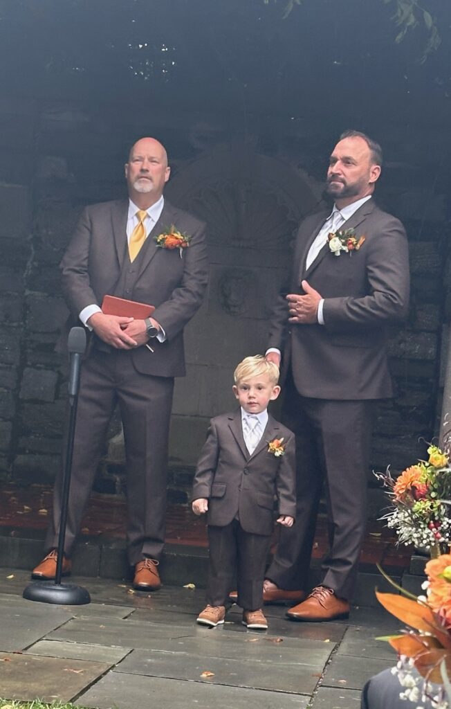 Renting a tuxedo or suit may include a ring bearer!
