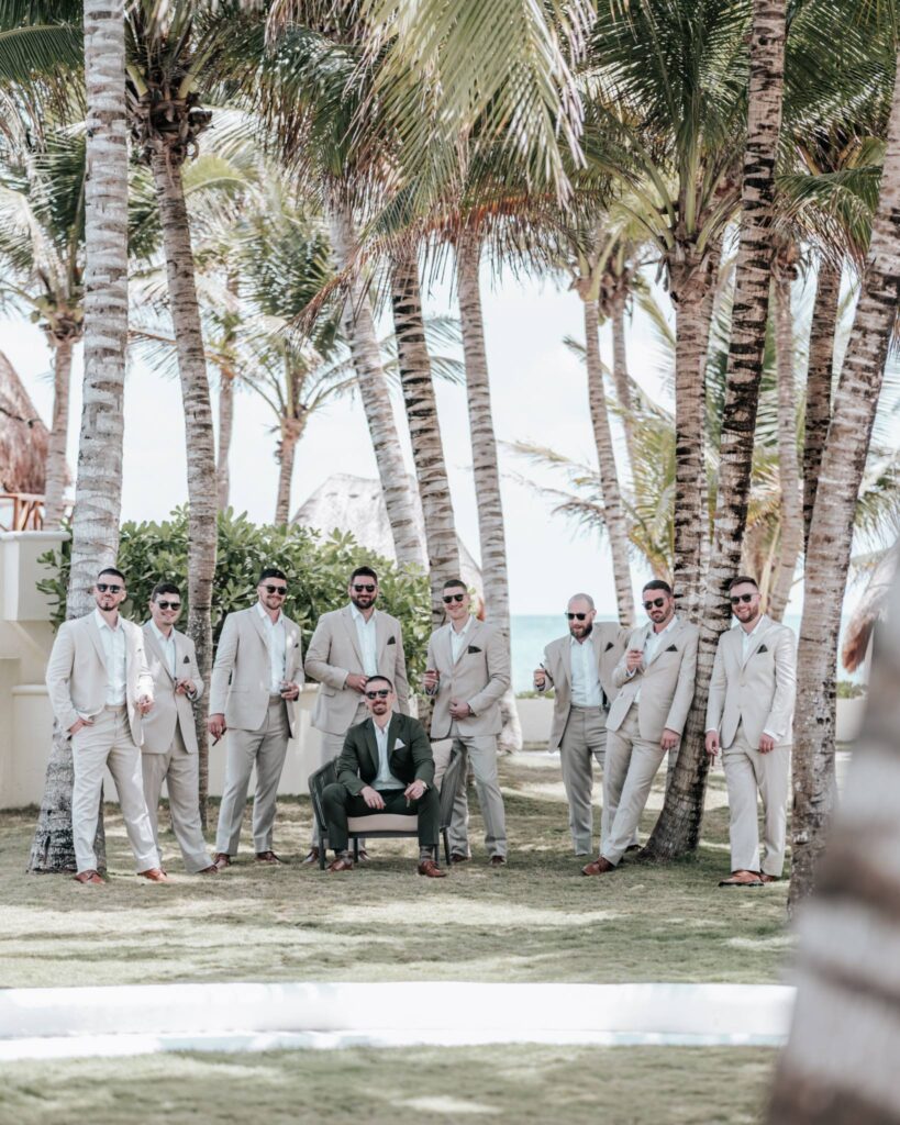 Renting a tuxedo or suit includes a choice of wearing the same or a different tux as the groomsmen