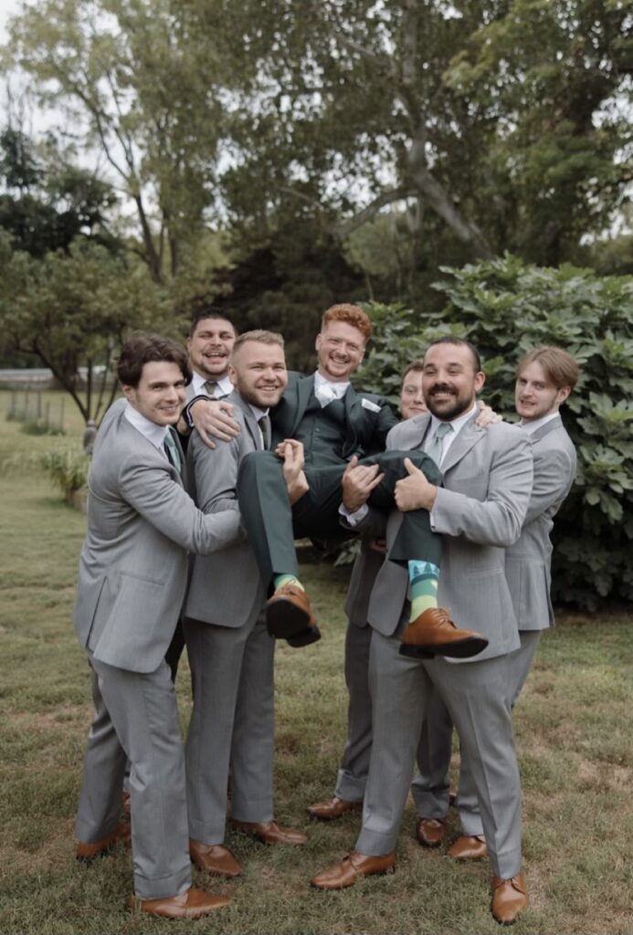 Renting a tuxedo or suit includes a choice of wearing the same or a different tux as the groomsmen