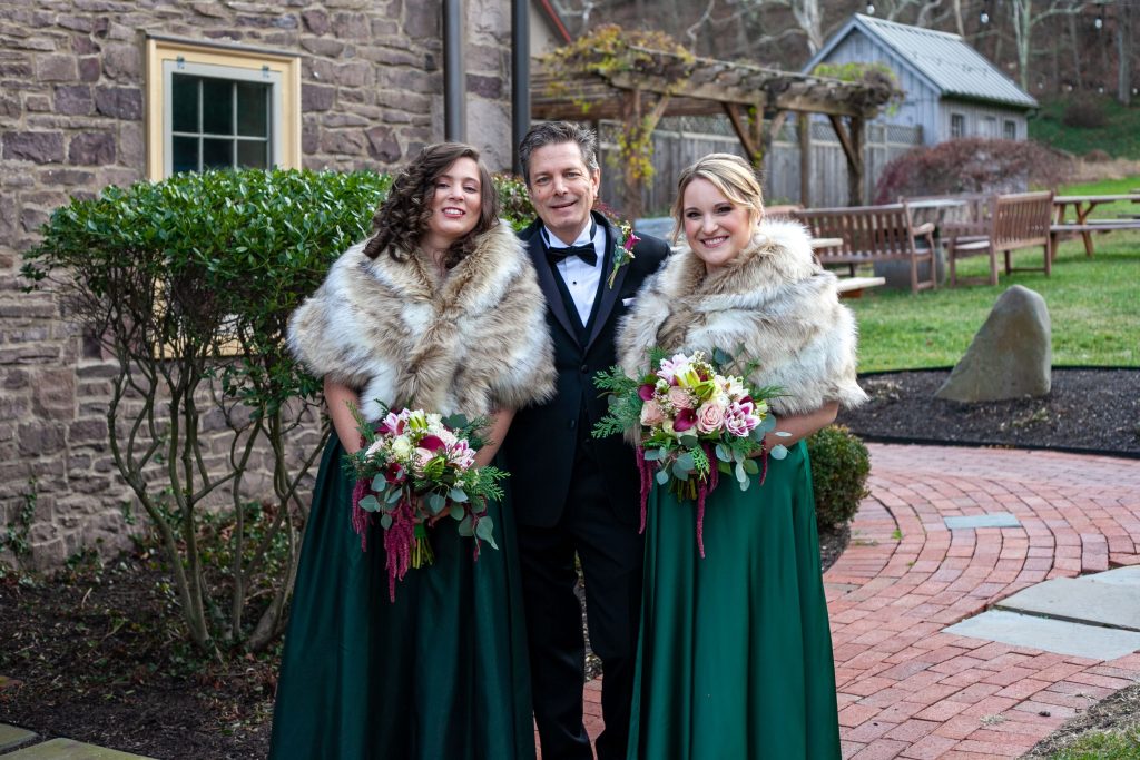 Groom with his two daughters pre-ceremony