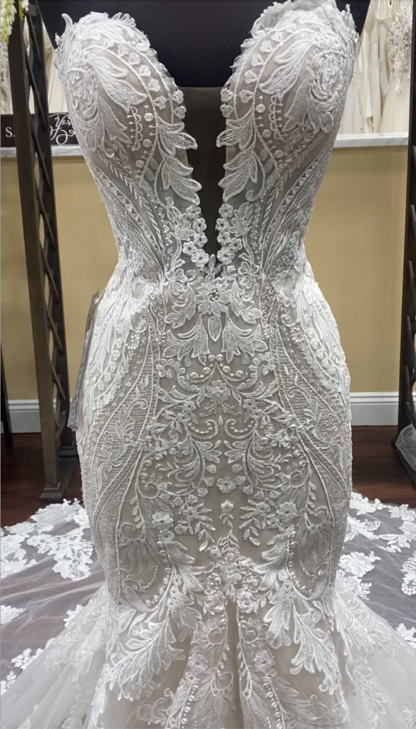 Alyssa is a gorgeous dress with the perfect mix of lace and beading