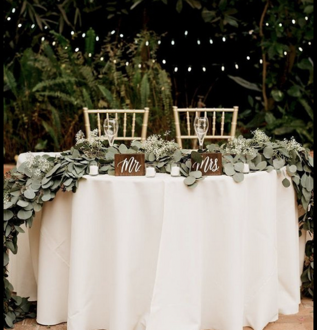 A Sweetheart Table where wedding guests need to give the newlyweds a little privacy to eat and recharge together and undisturbed