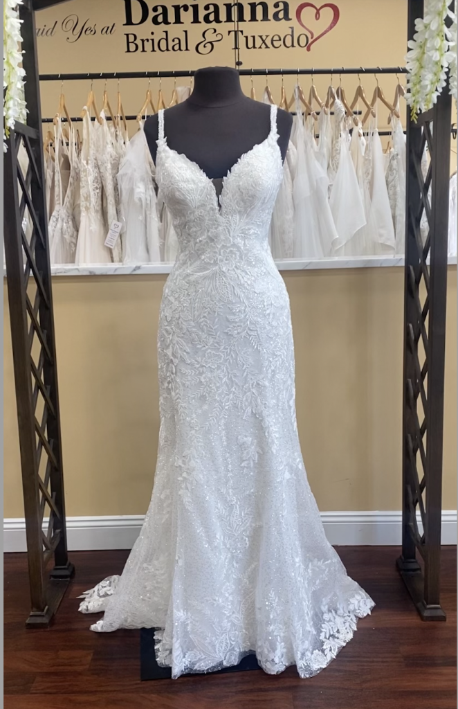 Cairo by Eddy K bridal is a fit and flare with an incredible amount of sparkle