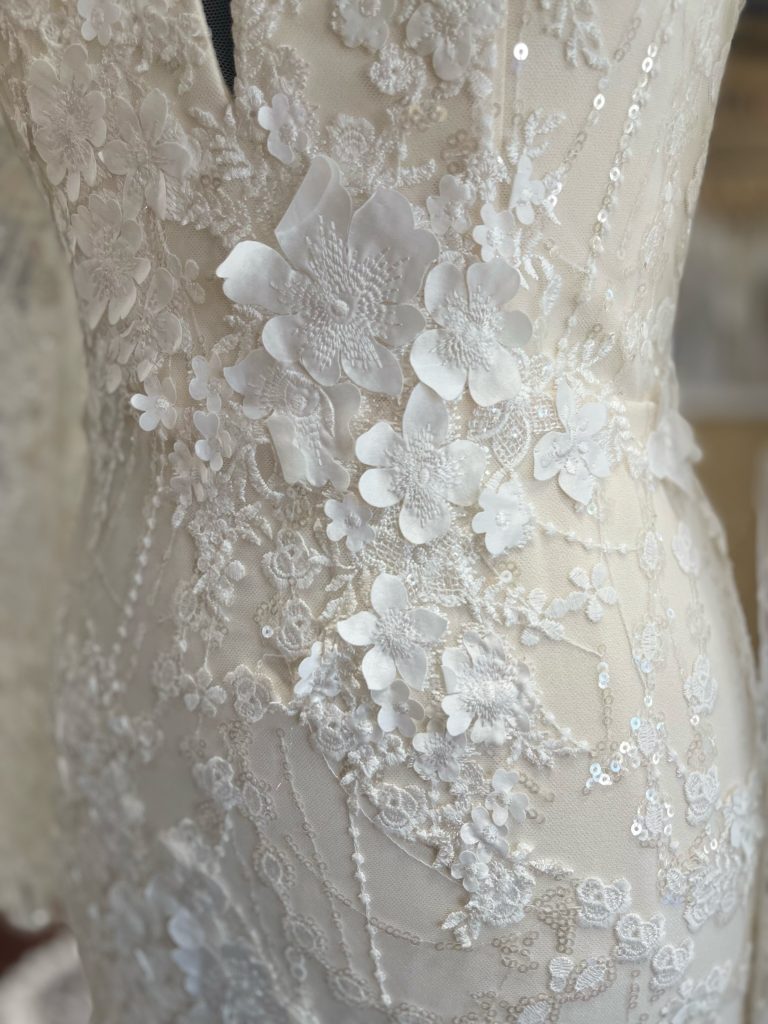Casablanca's Lauren wedding dress has beaded 3D Lace