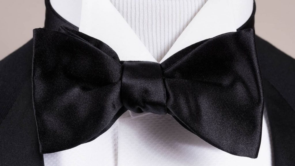 Classic black satin bow tie accessory