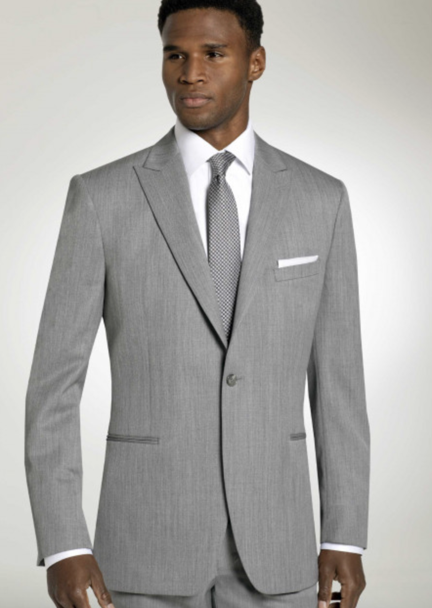 One of the on-trend tuxedos for 2023 prom season is the Heather Gray Austin
