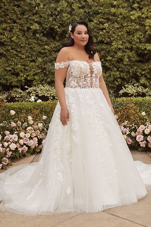 A-line is one of the most popular plus size wedding dress silhouettes