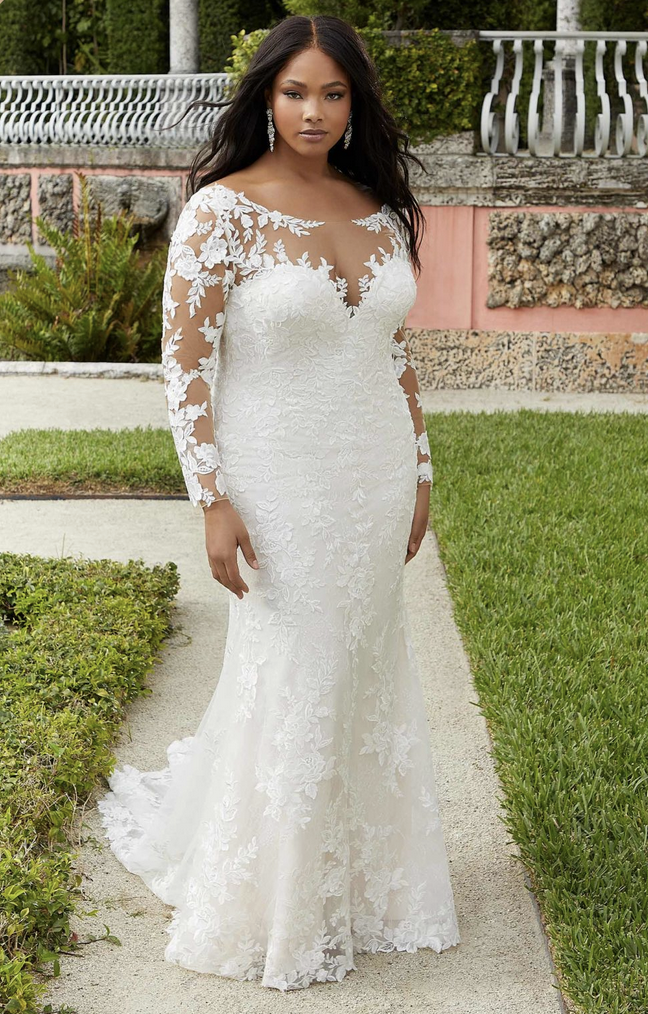 Sheath is one of the most popular plus size wedding dress silhouettes