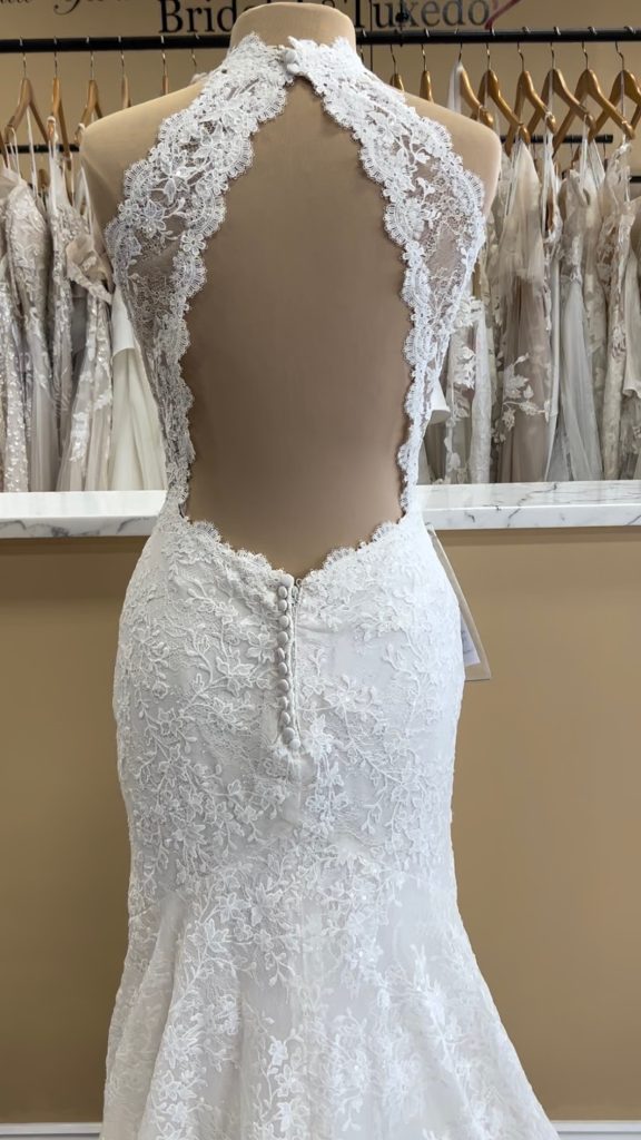 Paolina wedding dress with halter neckline & keyhole back