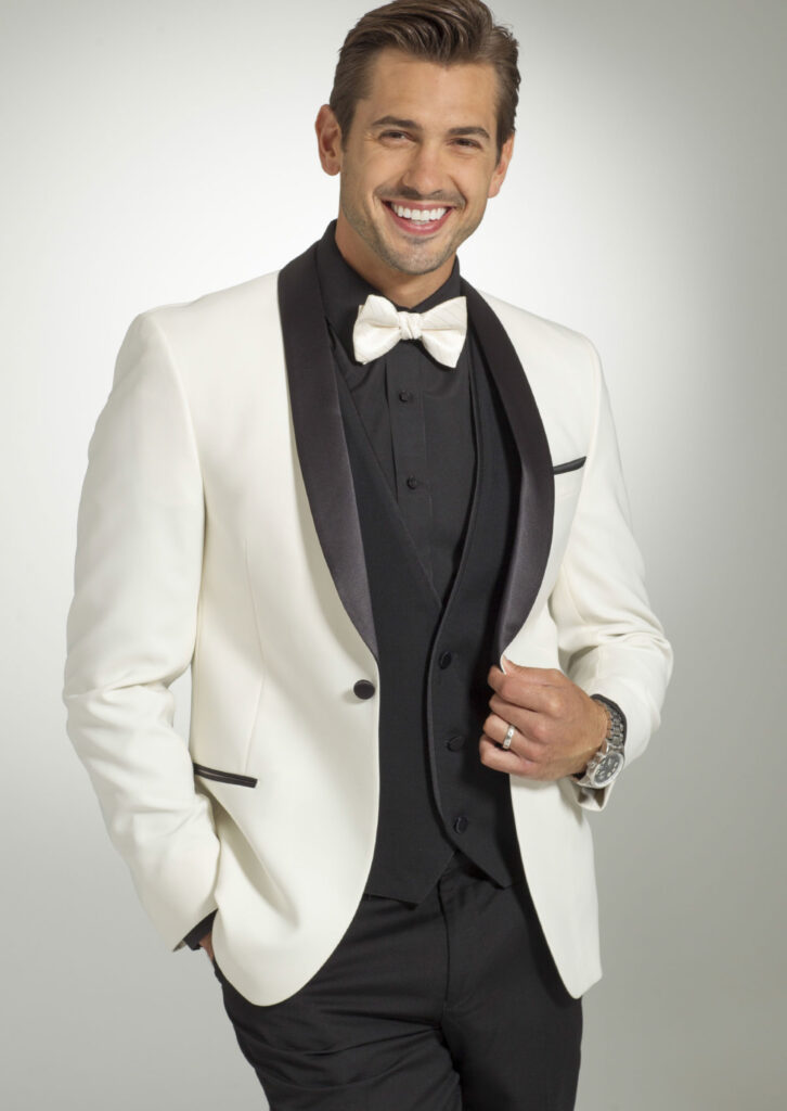 Ivory Tux With Black Shirt and Pants