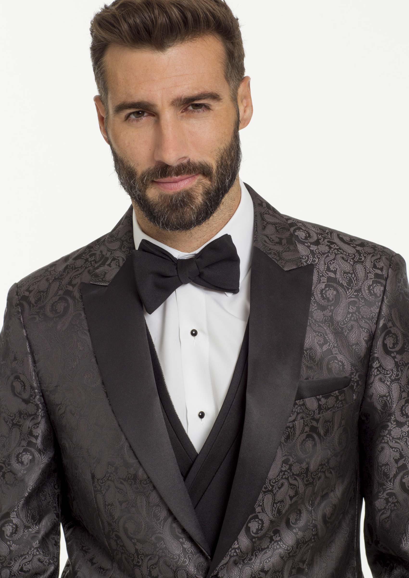Featured Tuxedo - Ike Behar Charcoal Paisley Chase - Darianna