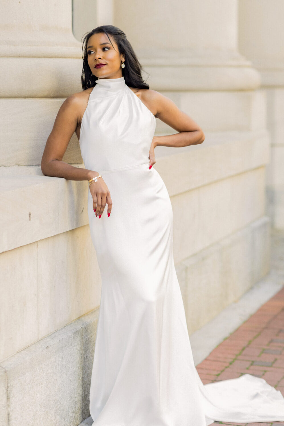 simple wedding dresses with high necks for the minimalist bride