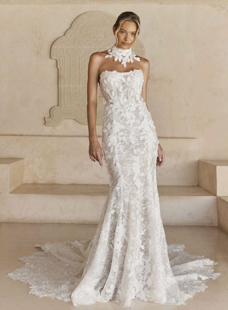 Madi Lane Wedding dresses - Leith with matching lace collar