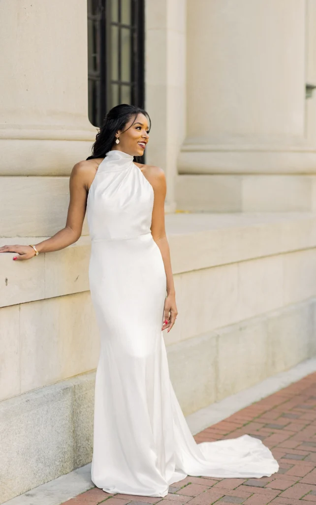Essense of Australia D4123 alter neck wedding dress