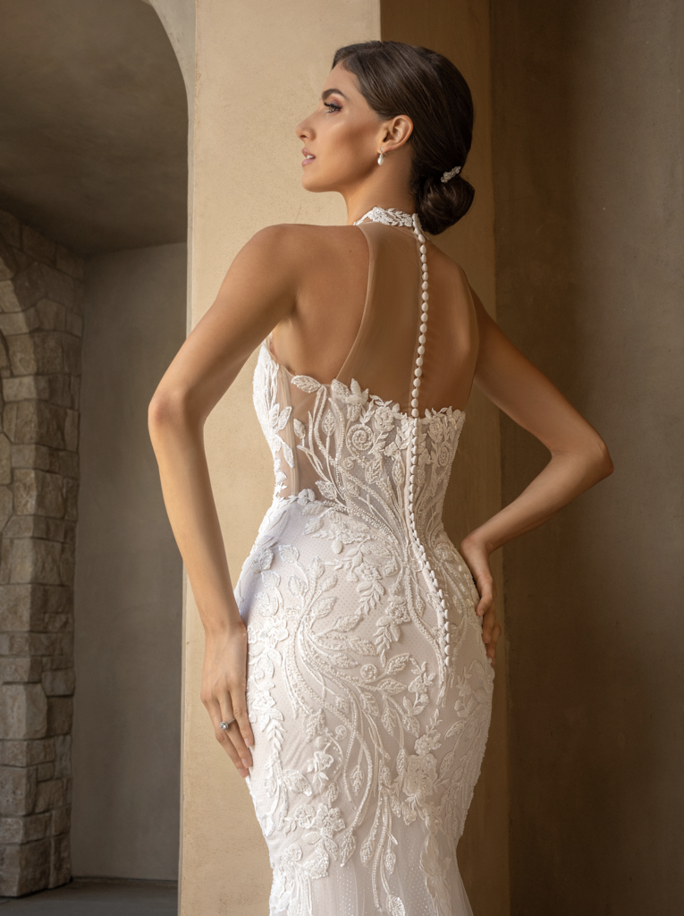 strapless open back dress STYLE 029 // SILK SATIN BACKLESS HALTER GOWN WITH LONG SASH AND ORGANZ –  THE OWN STUDIO main image 1