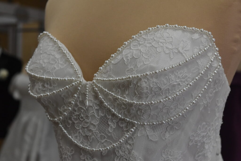 Bardot by Evie Young pearl bodice
