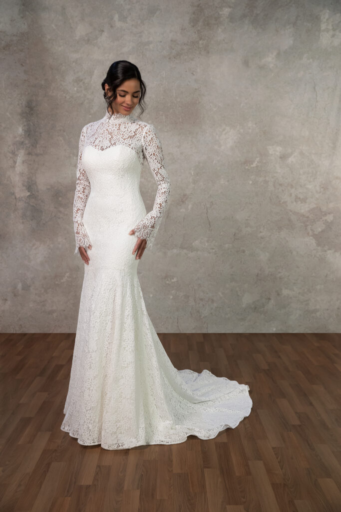 lace high neck for a winter wedding dress
