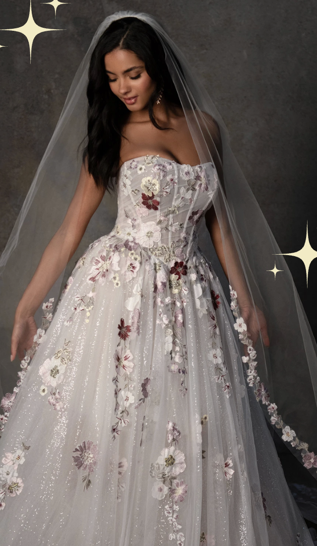 Essense of Australia's new gown one of our options with color in wedding dresses