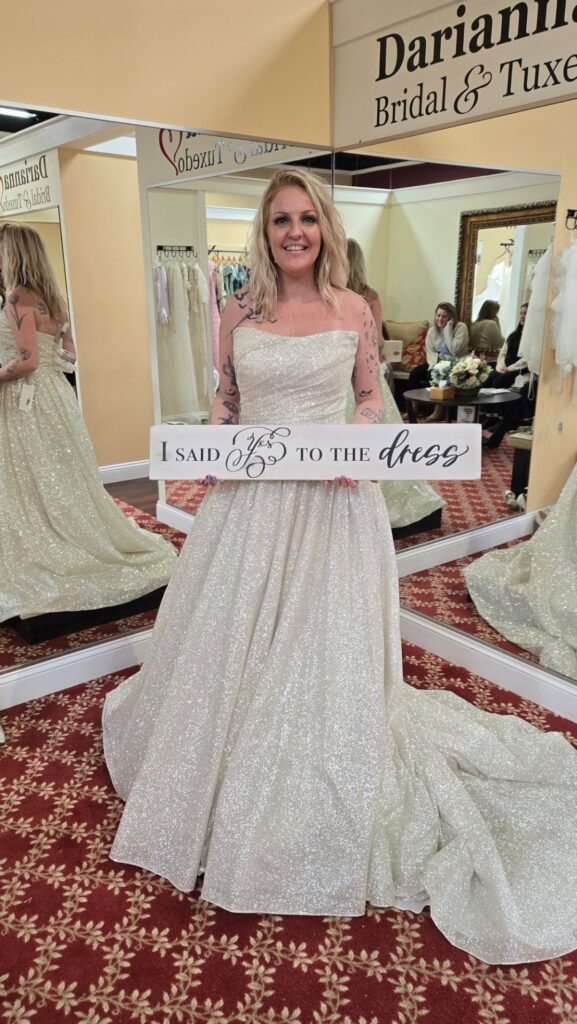 Saying yes, at a bridal appointment at Darianna Bridal & Tuxedo
