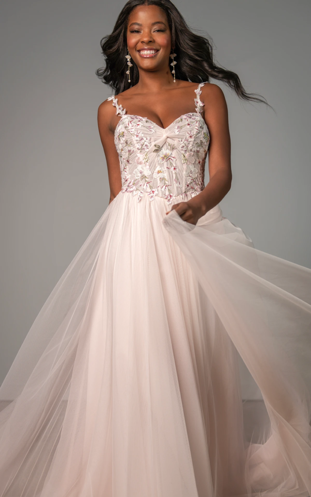 Wedding Dresses For A Micro Wedding colorful florals for a garden event