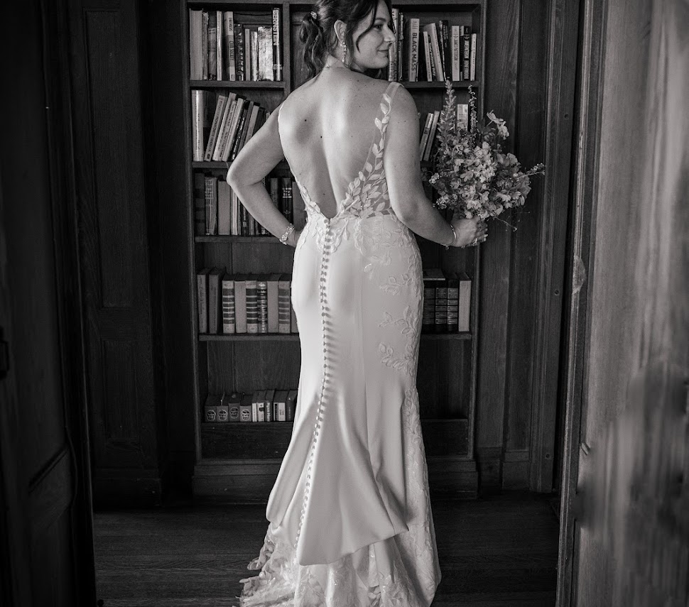 Wedding dress bustles: French bustle on crepe