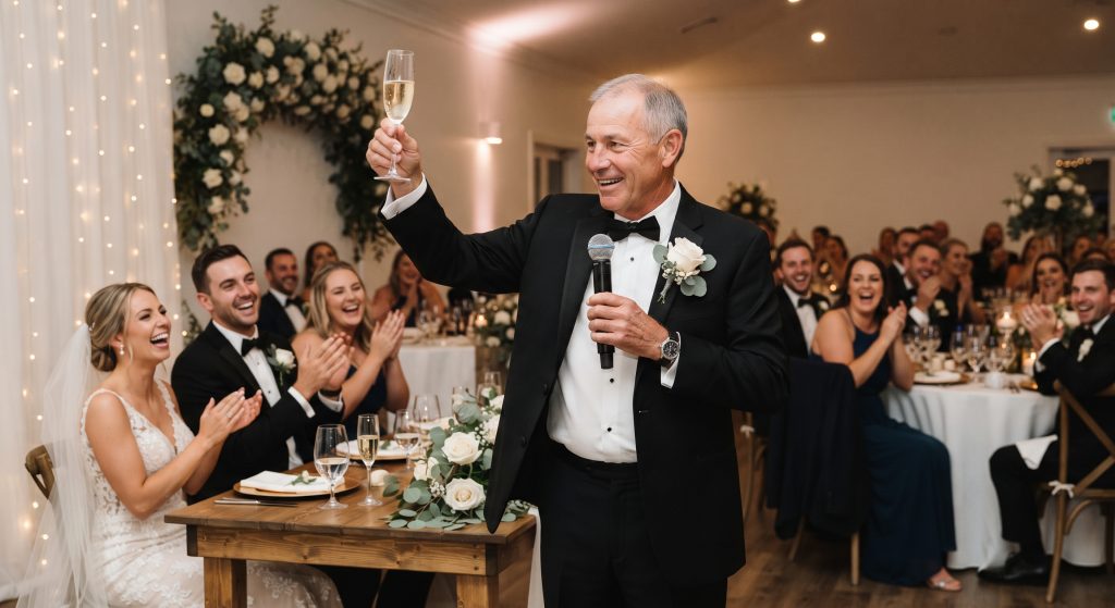 Father of the bride giving a wedding speech